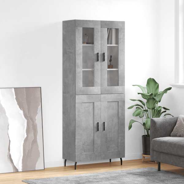 Kõrge kapp, betoonhall, 69,5 × 34 × 180 cm,tehispuit