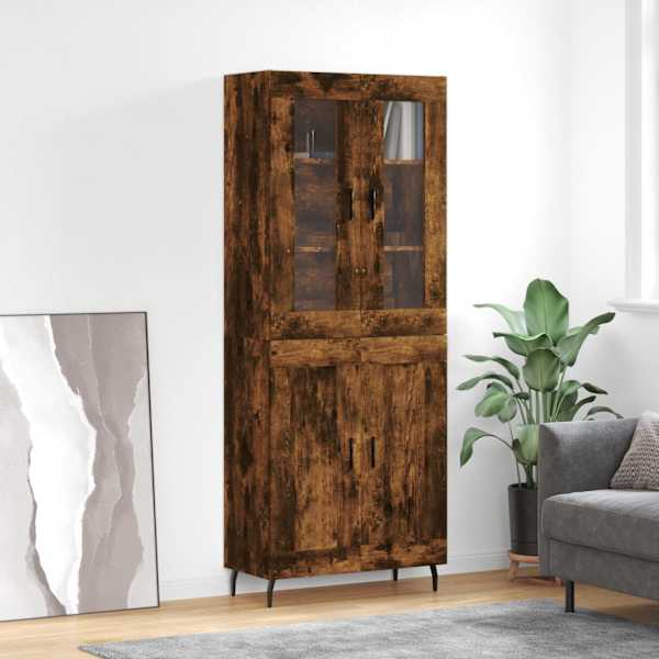 Kõrge kapp, suitsutatud tamm, 69,5 × 34 × 180 cm, tehispuit