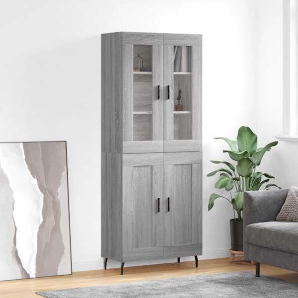 Kõrge kapp, hall Sonoma tamm, 69,5 × 34 × 180 cm, tehispuit