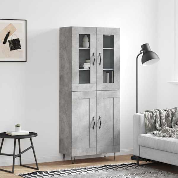 Kõrge kapp, betoonhall, 69,5 × 34 × 180 cm,tehispuit