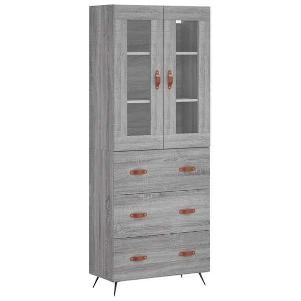 Kõrge kapp, hall Sonoma tamm, 69,5 × 34 × 180 cm, tehispuit