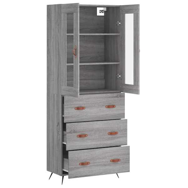 Kõrge kapp, hall Sonoma tamm, 69,5 × 34 × 180 cm, tehispuit