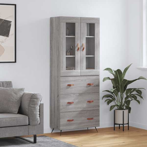 Kõrge kapp, hall Sonoma tamm, 69,5 × 34 × 180 cm, tehispuit