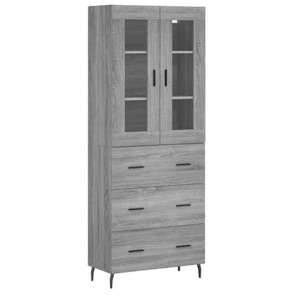 Kõrge kapp, hall Sonoma tamm, 69,5 × 34 × 180 cm, tehispuit