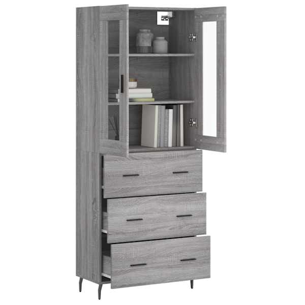 Kõrge kapp, hall Sonoma tamm, 69,5 × 34 × 180 cm, tehispuit
