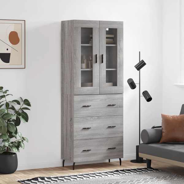 Kõrge kapp, hall Sonoma tamm, 69,5 × 34 × 180 cm, tehispuit