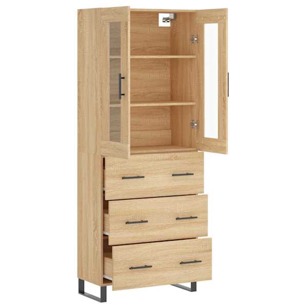 Kõrge kapp, Sonoma tamm, 69,5 × 34 × 180 cm, tehispuit