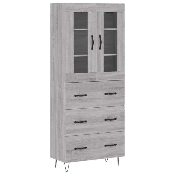 Kõrge kapp, hall Sonoma tamm, 69,5 × 34 × 180 cm, tehispuit