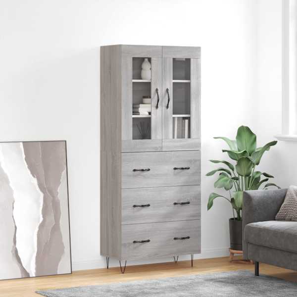 Kõrge kapp, hall Sonoma tamm, 69,5 × 34 × 180 cm, tehispuit