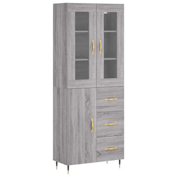 Kõrge kapp, hall Sonoma tamm, 69,5 × 34 × 180 cm, tehispuit