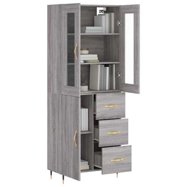 Kõrge kapp, hall Sonoma tamm, 69,5 × 34 × 180 cm, tehispuit