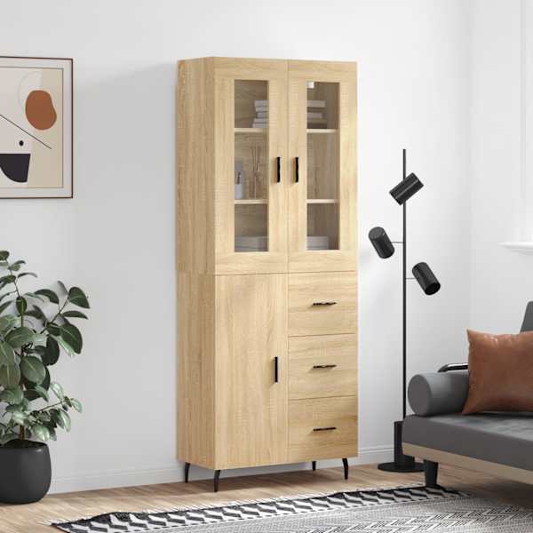 Kõrge kapp, Sonoma tamm, 69,5 × 34 × 180 cm, tehispuit