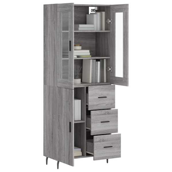 Kõrge kapp, hall Sonoma tamm, 69,5 × 34 × 180 cm, tehispuit