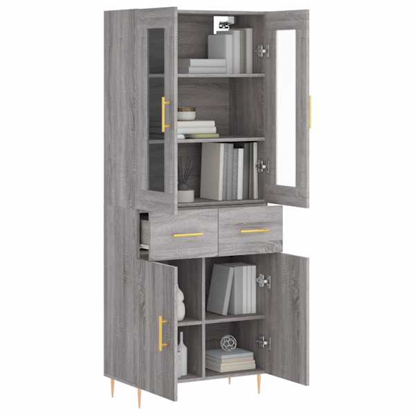 Kõrge kapp, hall Sonoma tamm, 69,5 × 34 × 180 cm, tehispuit