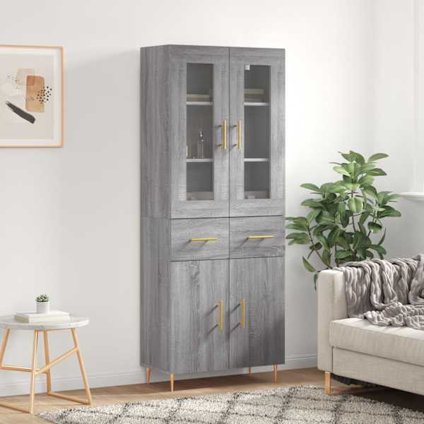 Kõrge kapp, hall Sonoma tamm, 69,5 × 34 × 180 cm, tehispuit