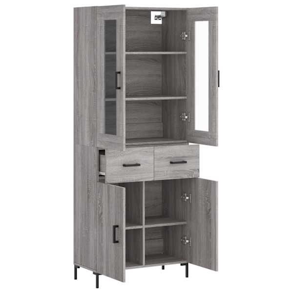 Kõrge kapp, hall Sonoma tamm, 69,5 × 34 × 180 cm, tehispuit