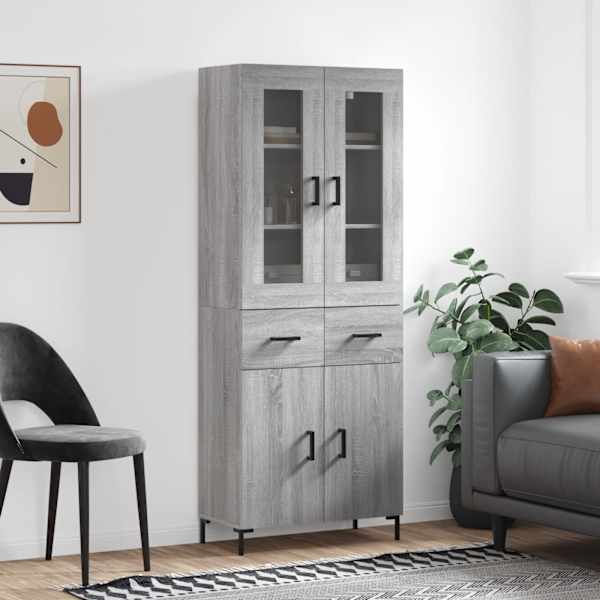 Kõrge kapp, hall Sonoma tamm, 69,5 × 34 × 180 cm, tehispuit