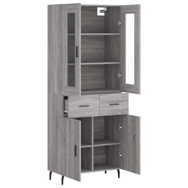 Kõrge kapp, hall Sonoma tamm, 69,5 × 34 × 180 cm, tehispuit