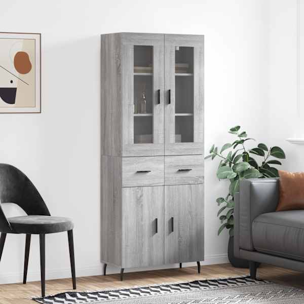 Kõrge kapp, hall Sonoma tamm, 69,5 × 34 × 180 cm, tehispuit