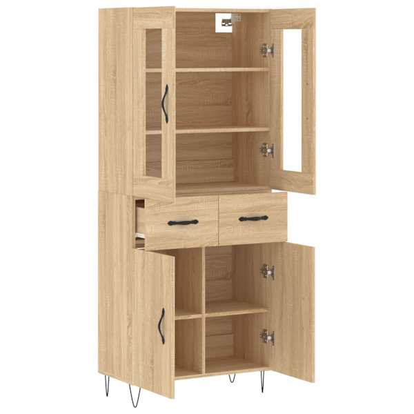 Kõrge kapp, Sonoma tamm, 69,5 × 34 × 180 cm, tehispuit