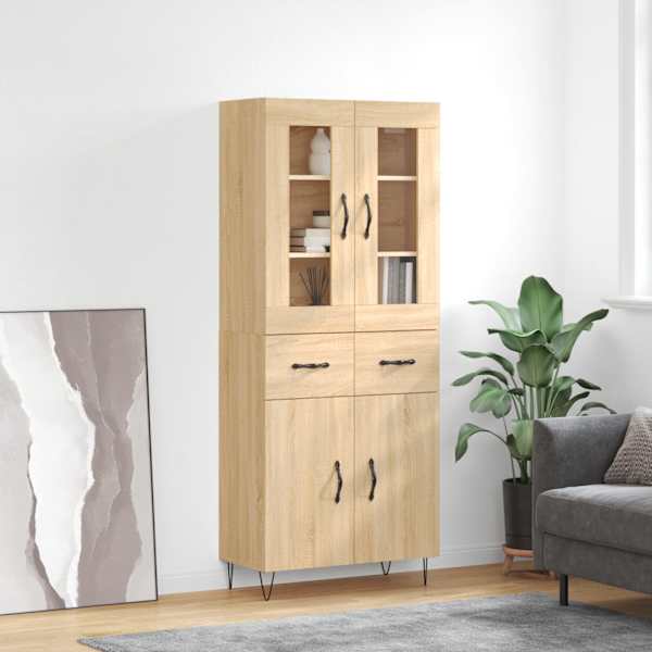 Kõrge kapp, Sonoma tamm, 69,5 × 34 × 180 cm, tehispuit