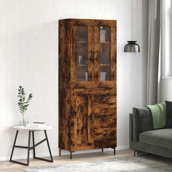 Kõrge kapp, suitsutatud tamm, 69,5 × 34 × 180 cm, tehispuit