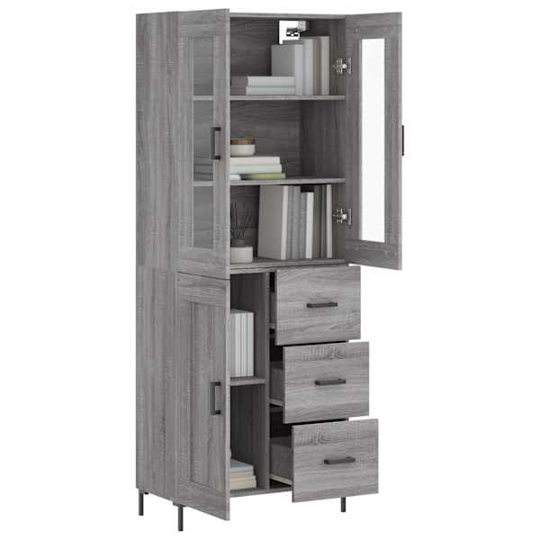 Kõrge kapp, hall Sonoma tamm, 69,5 × 34 × 180 cm, tehispuit