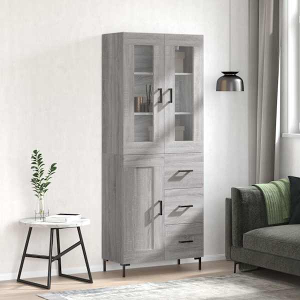 Kõrge kapp, hall Sonoma tamm, 69,5 × 34 × 180 cm, tehispuit