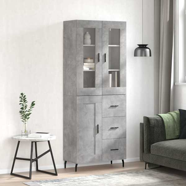 Kõrge kapp, betoonhall, 69,5 × 34 × 180 cm,tehispuit