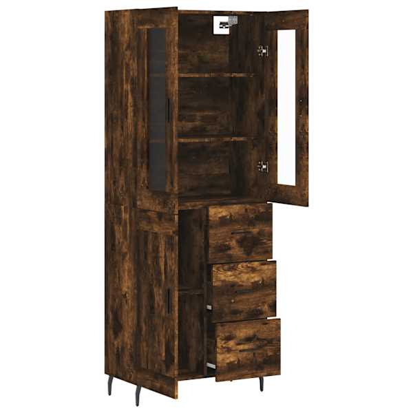 Kõrge kapp, suitsutatud tamm, 69,5 × 34 × 180 cm, tehispuit