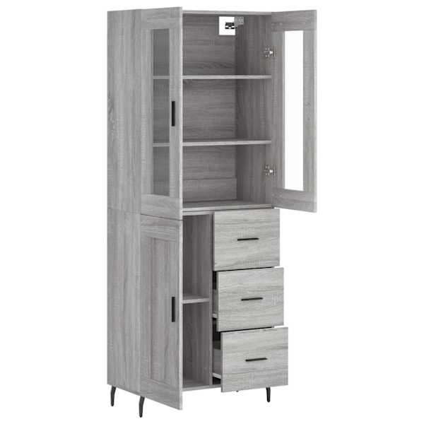 Kõrge kapp, hall Sonoma tamm, 69,5 × 34 × 180 cm, tehispuit