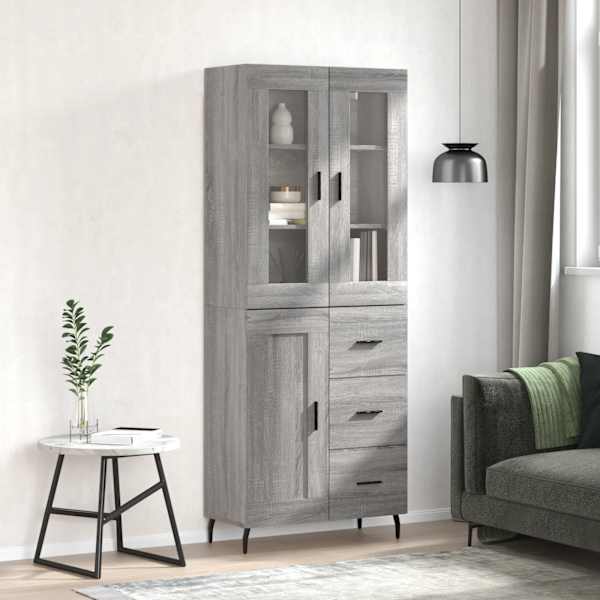 Kõrge kapp, hall Sonoma tamm, 69,5 × 34 × 180 cm, tehispuit