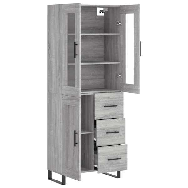 Kõrge kapp, hall Sonoma tamm, 69,5 × 34 × 180 cm, tehispuit