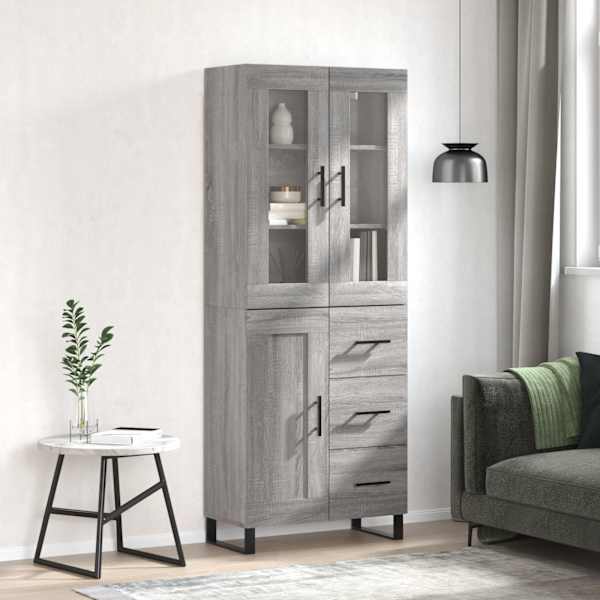 Kõrge kapp, hall Sonoma tamm, 69,5 × 34 × 180 cm, tehispuit