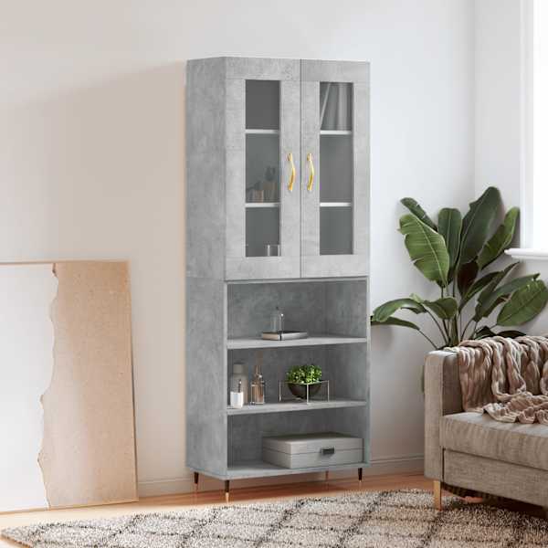 Kõrge kapp, betoonhall, 69,5 × 34 × 180 cm,tehispuit