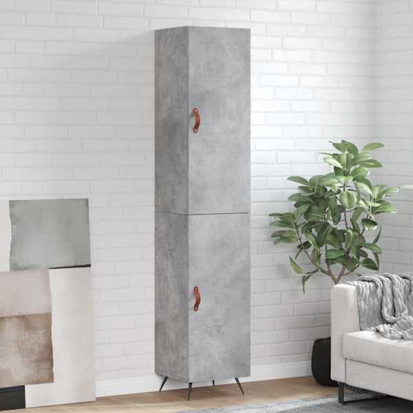 Kõrge kapp, betoonhall, 34,5 × 34 × 180 cm, tehispuit