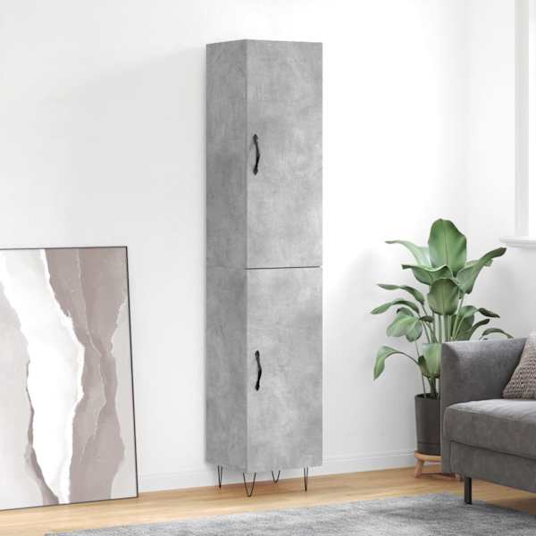 Kõrge kapp, betoonhall, 34,5 × 34 × 180 cm, tehispuit