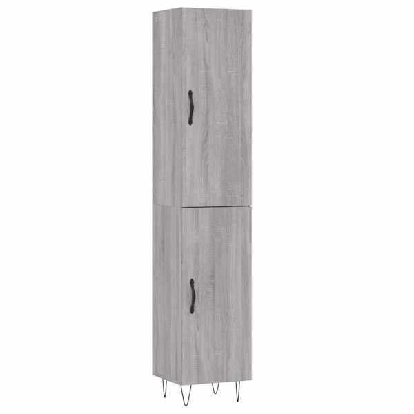 Kõrge kapp, hall Sonoma tamm, 34,5 × 34 × 180 cm, tehispuit
