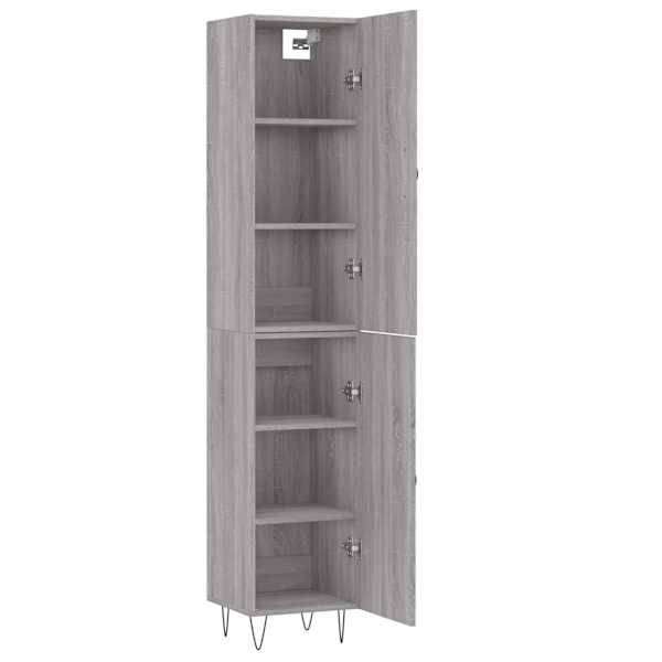 Kõrge kapp, hall Sonoma tamm, 34,5 × 34 × 180 cm, tehispuit