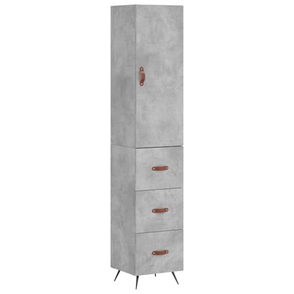 Kõrge kapp, betoonhall, 34,5 × 34 × 180 cm, tehispuit