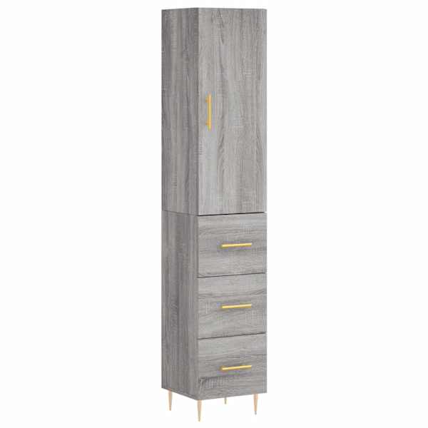Kõrge kapp, hall Sonoma tamm, 34,5 × 34 × 180 cm, tehispuit