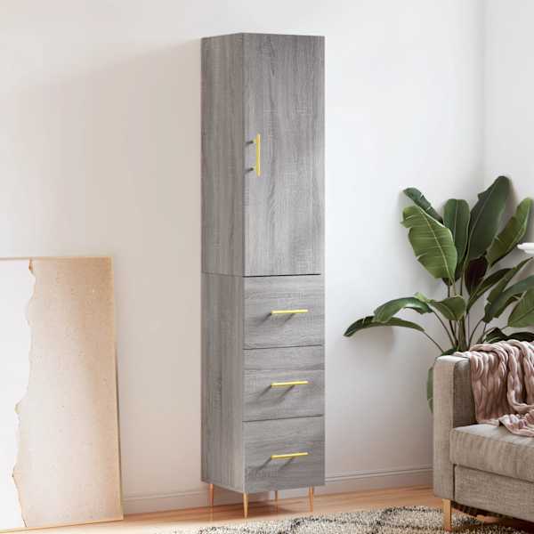 Kõrge kapp, hall Sonoma tamm, 34,5 × 34 × 180 cm, tehispuit