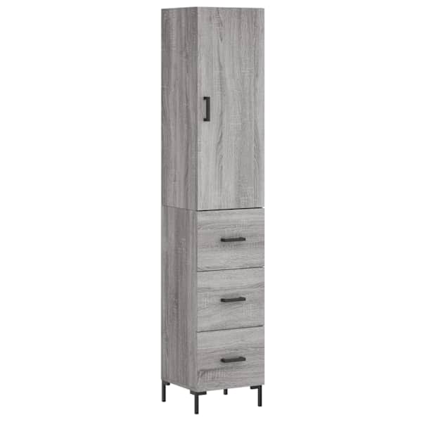 Kõrge kapp, hall Sonoma tamm, 34,5 × 34 × 180 cm, tehispuit