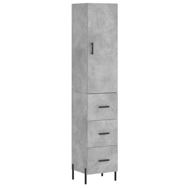Kõrge kapp, betoonhall, 34,5 × 34 × 180 cm, tehispuit