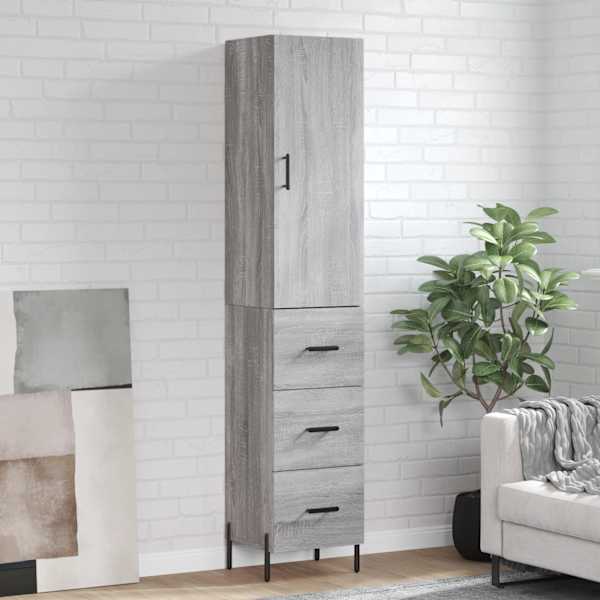 Kõrge kapp, hall Sonoma tamm, 34,5 × 34 × 180 cm, tehispuit