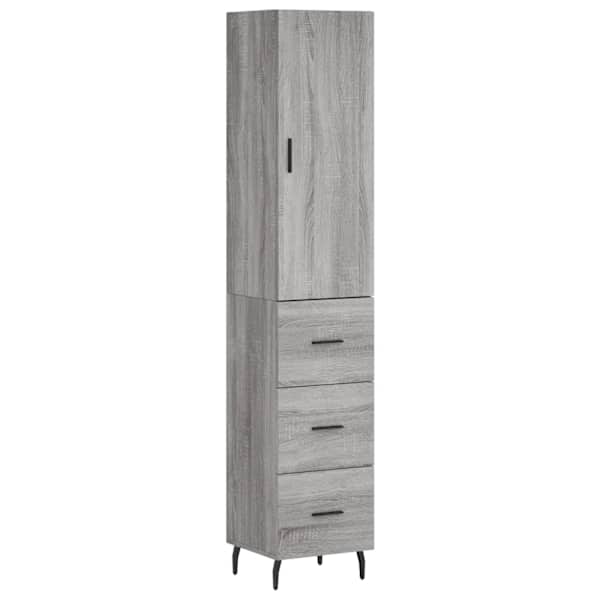 Kõrge kapp, hall Sonoma tamm, 34,5 × 34 × 180 cm, tehispuit