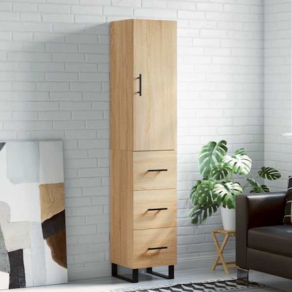 Kõrge kapp, Sonoma tamm, 34,5 × 34 × 180 cm, tehispuit