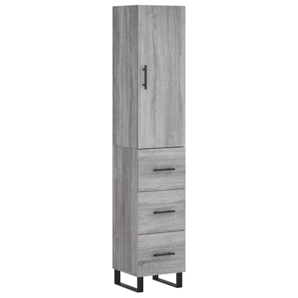 Kõrge kapp, hall Sonoma tamm, 34,5 × 34 × 180 cm, tehispuit