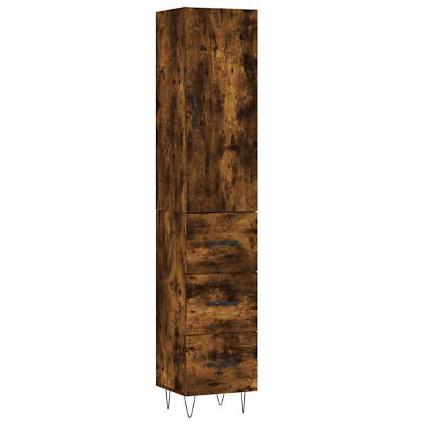 Kõrge kapp, suitsutatud tamm, 34,5 × 34 × 180 cm, tehispuit