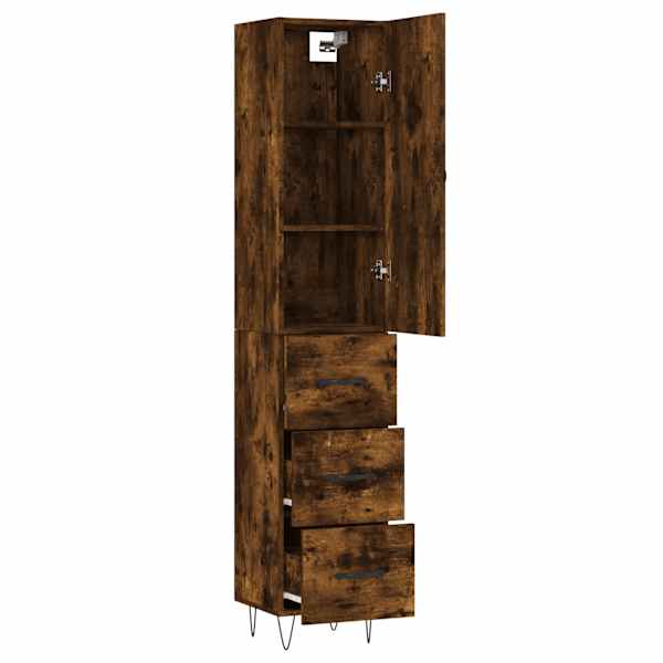 Kõrge kapp, suitsutatud tamm, 34,5 × 34 × 180 cm, tehispuit